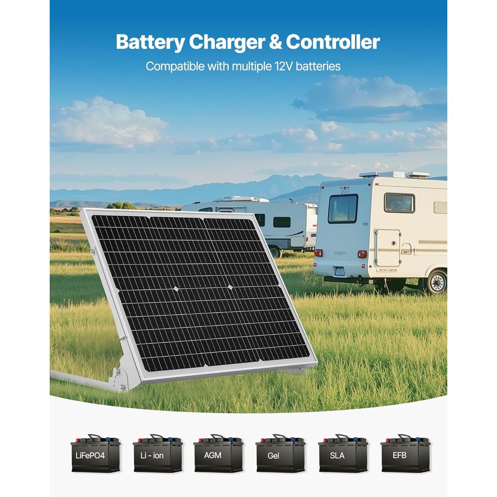 شاحن بطارية شمسي 50 واط 12 فول - مراجعة Solar Panel وسعره